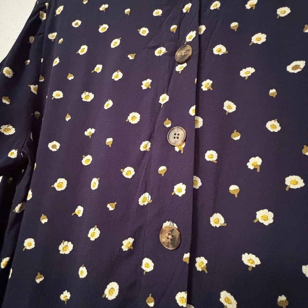 Madewell Navy Daisy Dot Mini Dress Women’s Medium Ditsy Floral Shift V-Neck - Picture 7 of 9